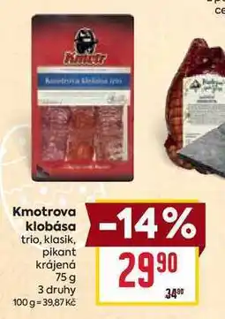 Billa Kmotrova klobása trio, klasik, pikant krájená 75 g nabídka