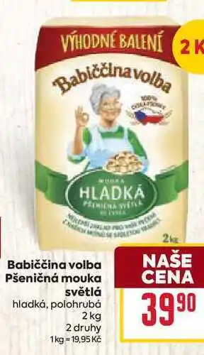 Billa Babiččina volba Pšeničná mouka světlá hladká, polohrubá 2 kg nabídka