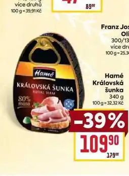 Billa Hamé Královská šunka 340 g nabídka