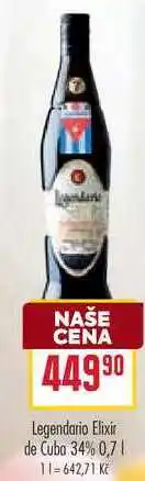 Billa Legendario Elixir de Cuba 34% 0,7l nabídka