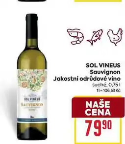 Billa SOL VINEUS Sauvignon Jakostní odrůdové víno suché 0,75l nabídka