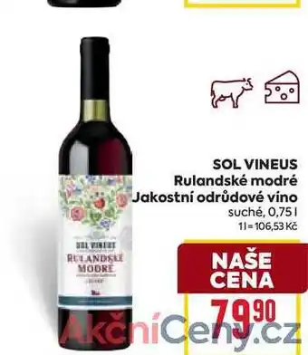 Billa SOL VINEUS Rulandské modré Jakostní odrůdové víno suché, 0,75l nabídka