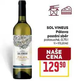 Billa SOL VINEUS Pálava pozdní sběr polosuché, 0,75l nabídka