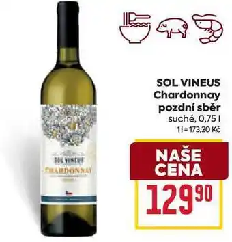 Billa SOL VINEUS Chardonnay pozdní sběr suché, 0,75l nabídka