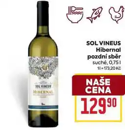 Billa SOL VINEUS Hibernal pozdní sběr suché, 0,75l nabídka