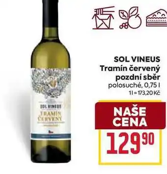 Billa SOL VINEUS Tramín červený pozdní sběr polosuché 0,75l nabídka