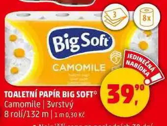 Penny Market TOALETNÍ PAPÍR BIG SOFT Camomile, 3vrstvý, 8 rolí/132 m nabídka