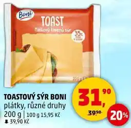 Penny Market TOASTOVÝ SÝR BONI plátky, různé druhy, 200 g nabídka