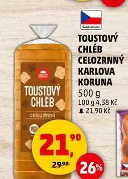 Penny Market TOUSTOVÝ CHLÉB CELOZRNNÝ KARLOVA KORUNA, 500 g nabídka