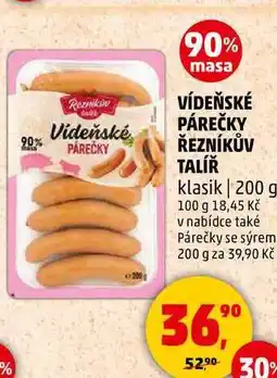 Penny Market VÍDEŇSKÉ PÁREČKY ŘEZNÍKŮV TALÍŘ klasik, 200 g nabídka