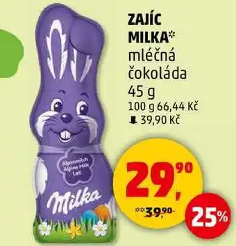 Penny Market ZAJÍC MILKA mléčná čokoláda, 45 g nabídka