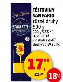 Penny Market TĚSTOVINY SAN FABIO různé druhy, 500 g nabídka