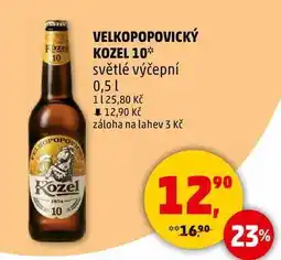 Penny Market VELKOPOPOVICKÝ KOZEL 10 světlé výčepní, 0,5 l nabídka