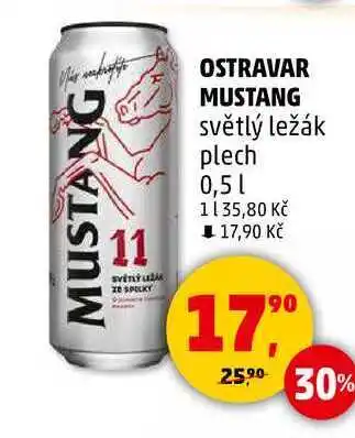 Penny Market OSTRAVAR MUSTANG světlý ležák plech, 0,5 l nabídka