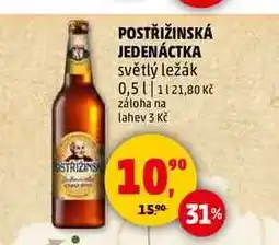 Penny Market POSTŘIŽINSKÁ JEDENÁCTKA světlý ležák, 0,5 l nabídka