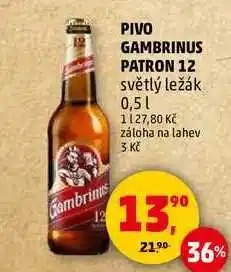 Penny Market GAMBRINUS PATRON 12 světlý ležák, 0,5 l nabídka