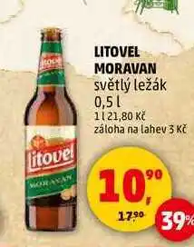 Penny Market LITOVEL MORAVAN světlý ležák, 0,5 l nabídka