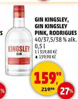 Penny Market GIN KINGSLEY, GIN KINGSLEY PINK, RODRIGUES 40/37,5/38% alk., 0,5 l nabídka