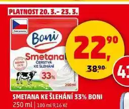 Penny Market SMETANA KE ŠLEHÁNÍ 33% BONI, 250 ml nabídka