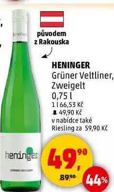 Penny Market HENINGER Grüner Veltliner, Zweigelt, 0,75 l nabídka