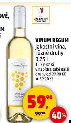 Penny Market VINUM REGUM jakostní vína, různé druhy, 0,75 l nabídka