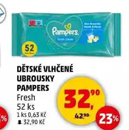 Penny Market DĚTSKÉ VLHČENÉ UBROUSKY PAMPERS Fresh, 52 ks nabídka