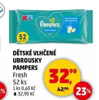 Penny Market DĚTSKÉ VLHČENÉ UBROUSKY PAMPERS Fresh, 52 ks nabídka