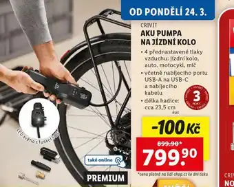 Lidl Aku pumpa na jízdní kolo nabídka