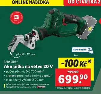 Lidl Aku pilka na větce 20 v nabídka