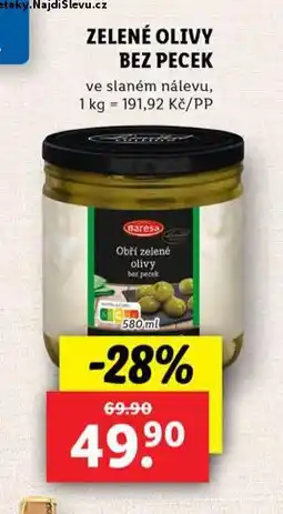 Lidl Zelené olivy bez pecek nabídka