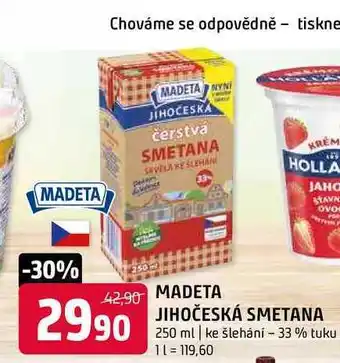 Terno Madeta Jihočeská smetana trvanlivá 33% 250ml nabídka