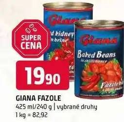 Terno Giana fazole 425 ml 240 g vybrané druhy nabídka