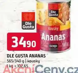 Terno Dle Gusta ananas 565 340 g kousky nabídka