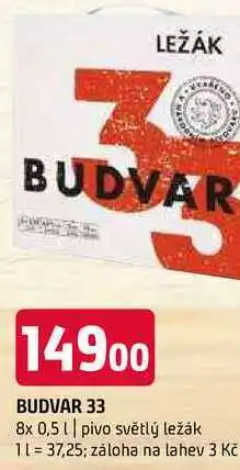 Terno Budvar 33 8x 0,5l pivo světlý ležák nabídka