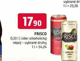 Terno Frisco 0,33l cider alkoholický nápoj vybrané druhy nabídka