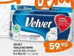 Terno Velvet toaletní papír jemně bílý, 3vrstvý 8 x 18,3 m nabídka