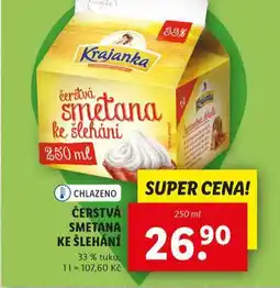 Lidl Čerstvá smetana ke šlehání 33% nabídka