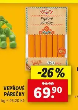 Lidl Vepřové párečky nabídka
