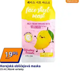 Action Korejská obličejová maska nabídka