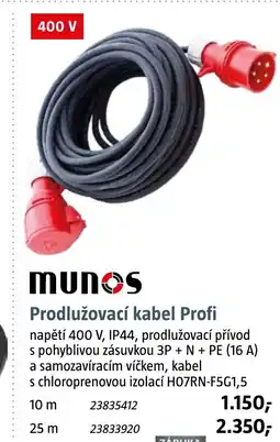 Bauhaus Munos prodlužovací kabel profi nabídka