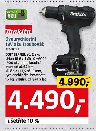 Bauhaus Dvourychlostní 18V aku šroubovák nabídka