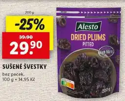 Lidl SUŠENÉ ŠVESTKY, 200 g nabídka