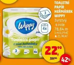 Penny Market TOALETNÍ PAPÍR HEŘMÁNEK WIPPY 3vrstvý, 4 role nabídka