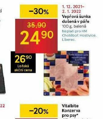 Tesco Vepčová šunka dušená v páře nabídka