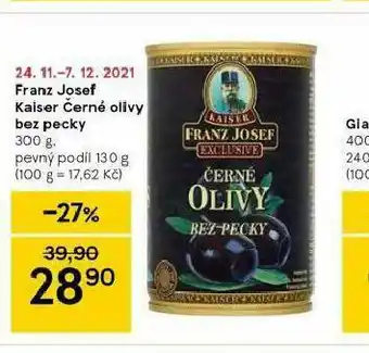 Tesco Franz josef kaiser černé olivy bez pecky nabídka
