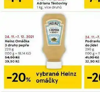 Tesco Heinz omáčka 3 druhy pepře nabídka