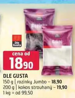 Terno Dle gusta 150 g rozinky Jumbo 200 g kokos strouhaný nabídka