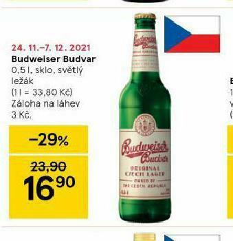 Tesco Pivo budweiser budvar original nabídka