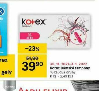 Tesco Kotex dámské tampony nabídka