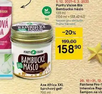 Tesco Purity vision bio bambucké máslo nabídka